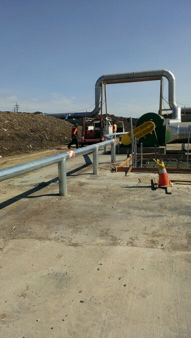 Commercial exterior stair and pipe railing installation